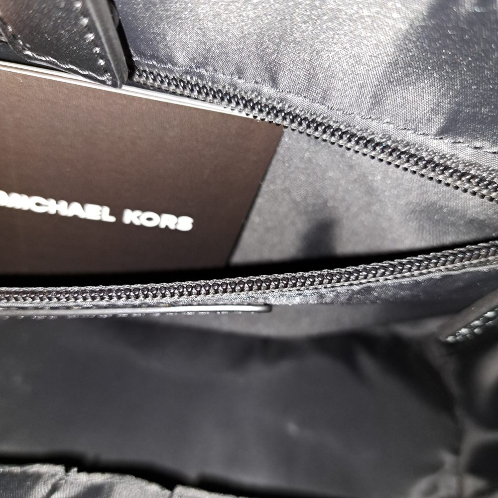 Michael Kors Black Red Palm Print Backpack - Picture 8 of 11